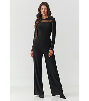 Дамски черен комплект с прозрачни акценти снимка