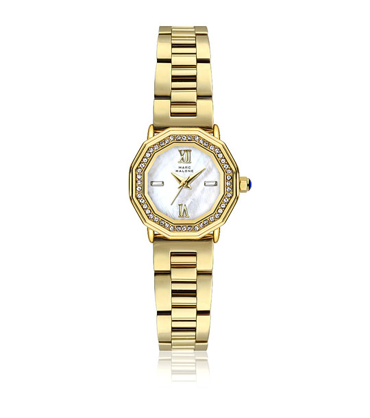 Златист дамски часовник  с камъчета снимка