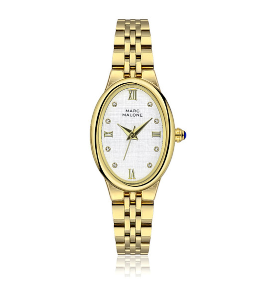 Овален златист часовник с кристали снимка