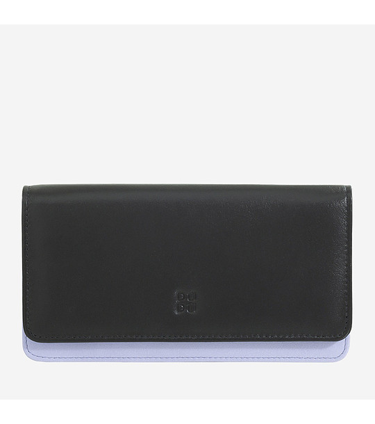 Дамски портфейл в черно и лавандулово с капак Canairе снимка