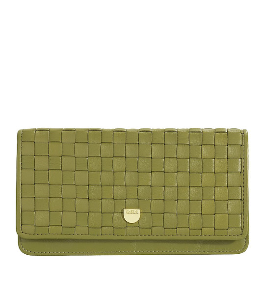 Маслинено зелен дамски кожен портфейл Canarie снимка