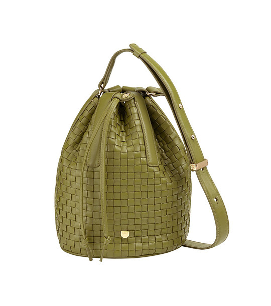 Маслинено зелена дамска кожена чанта Filicudi  снимка