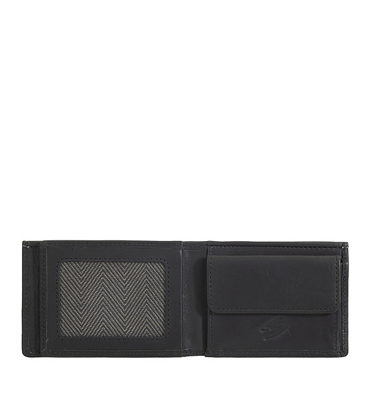 Мъжки черен мини портфейл Trevor от естествена кожа снимка