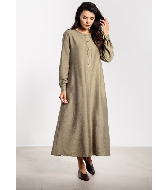 Зелена макси рокля с колан A733 снимка