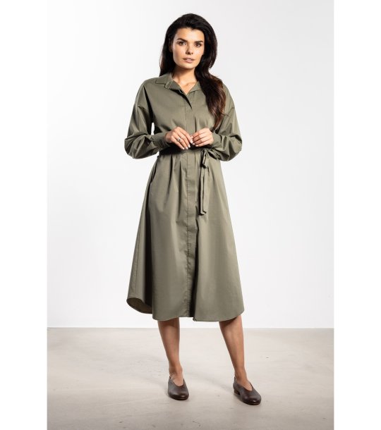 Маслиненозелена рокля риза миди A736 снимка