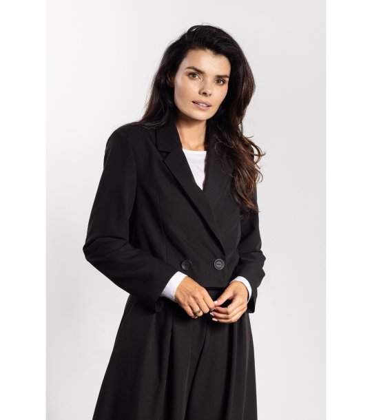 Дамско черно сако с къс прав силует A744 снимка