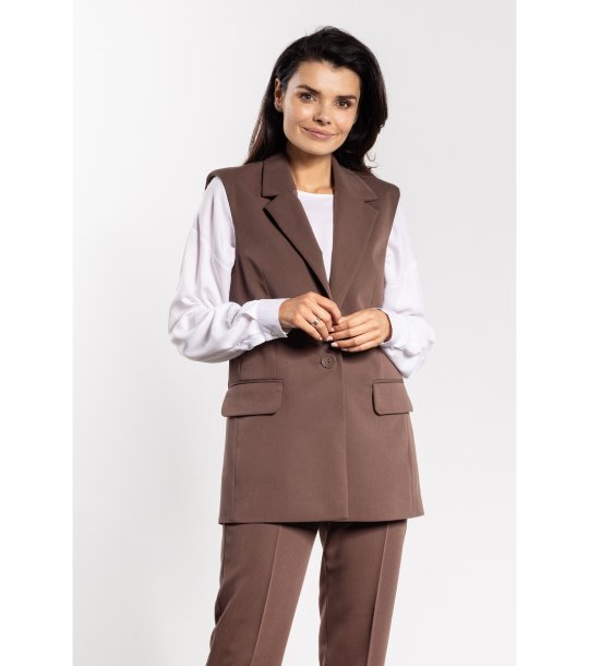 Дамски елек в кафяво A745 снимка