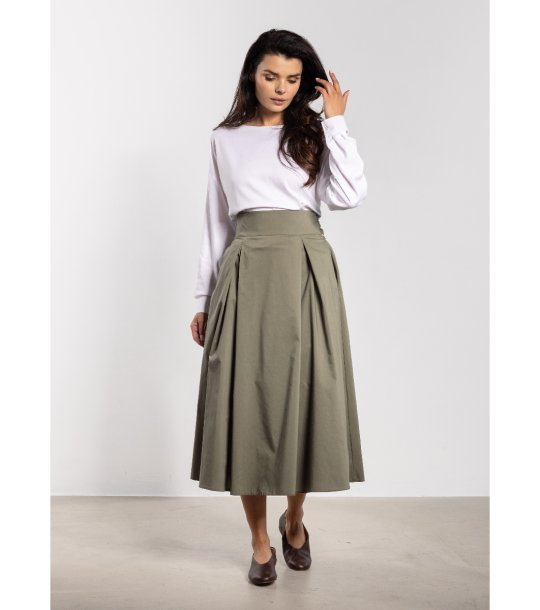 Миди пола с висока талия с връзка A738 снимка