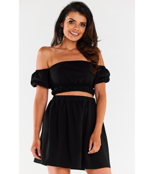 Черна пола с ластичен колан M309 снимка