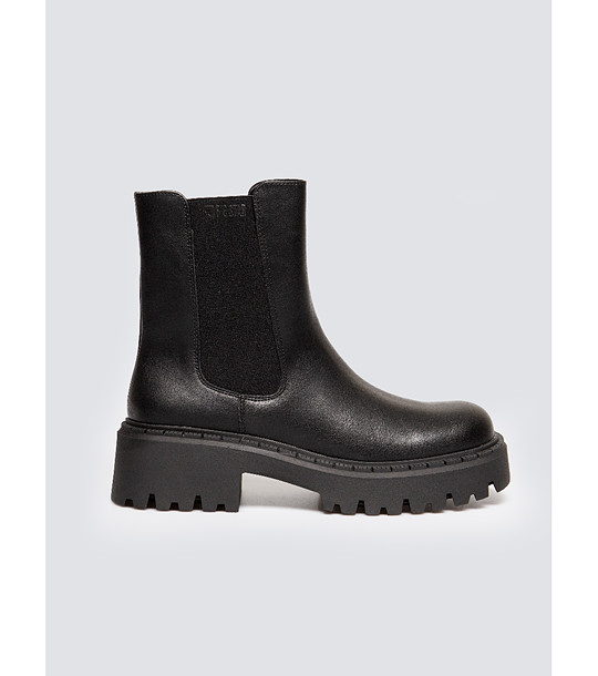 Дамски черни боти с масивна подметка снимка