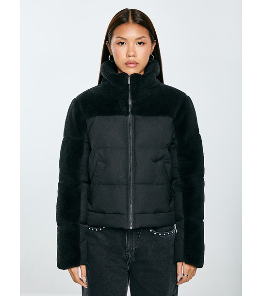 Дамско черно късо пухено яке SALBATORA  снимка