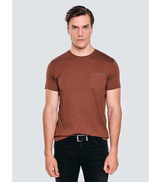 Кафява мъжка памучна тениска CARBON  снимка