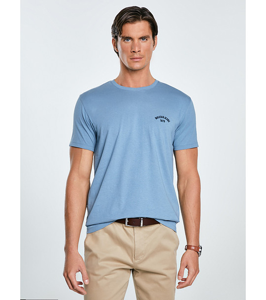 Светлосиня памучна мъжка тениска VINCER  снимка