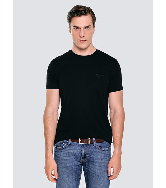 Черна памучна мъжка тениска VINCER  снимка