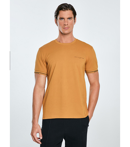 Памучна мъжка тениска в цвят горчица WLADER  снимка