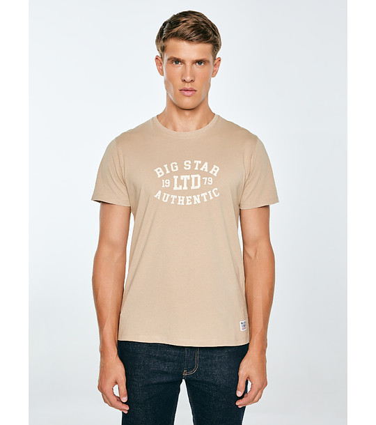 Бежова памучна мъжка тениска TELLER  снимка