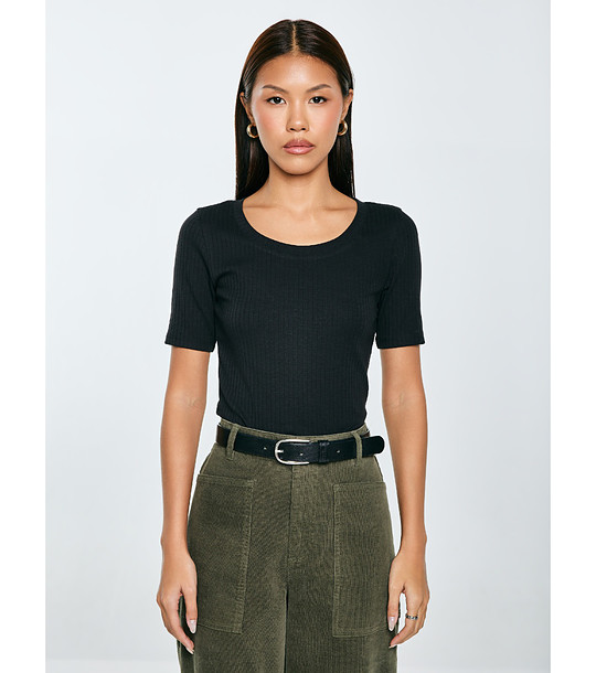 Черна памучна дамска тениска ASTERCA  снимка