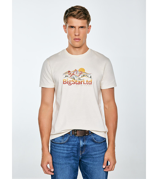 Памучна мъжка тениска в цвят крем MIFER  снимка