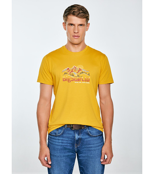 Памучна мъжка жълта тениска MIFER  снимка