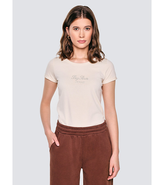 Памучна дамска бежова тениска MALVINA  снимка