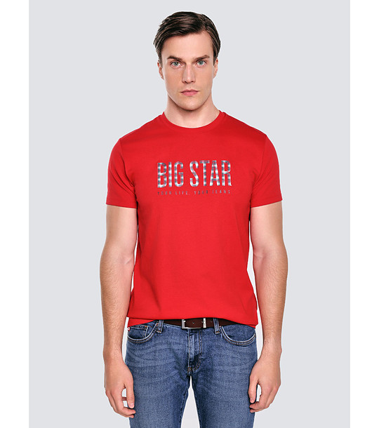 Червена памучна мъжка тениска с щампа MELSAR  снимка