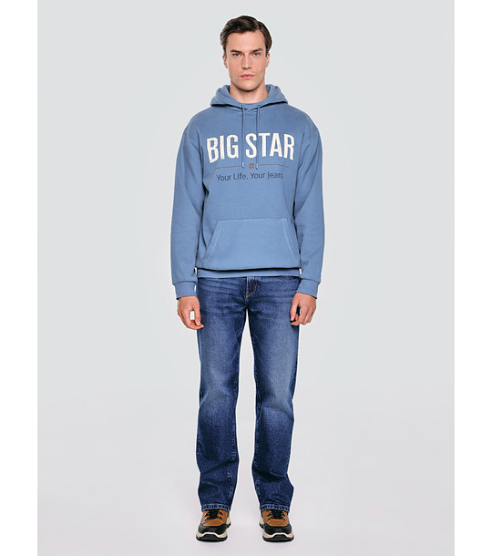 Мъжки син суитшърт с качулка  снимка