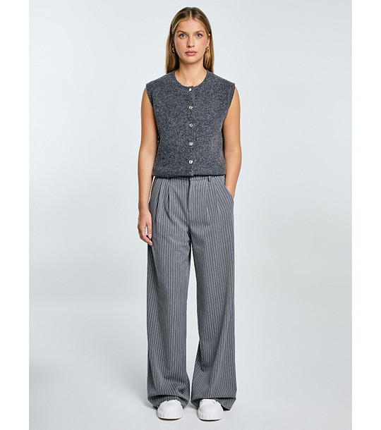 Тъмносива дамска жилетка без ръкави снимка