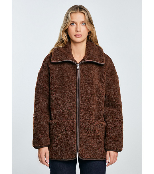 Кафяво дамско яке с цип ANABELA  снимка