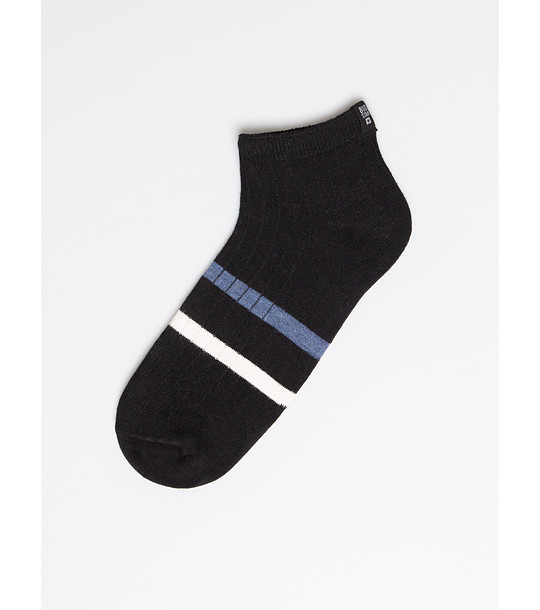 Мъжки черни ниски чорапи с цветни райета FOOTLETS MEN снимка