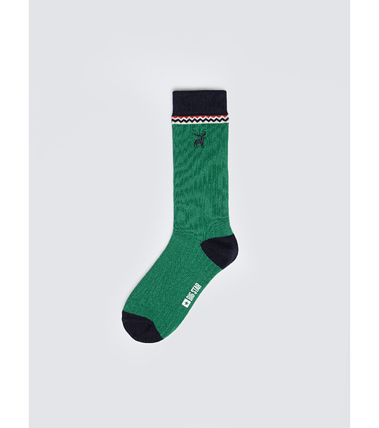 Чорапи в зелено с бродерия елен LONG LONG MEN снимка