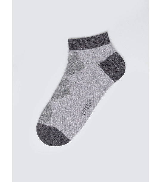 Мъжки къси чорапи в сиво с ромбове  снимка