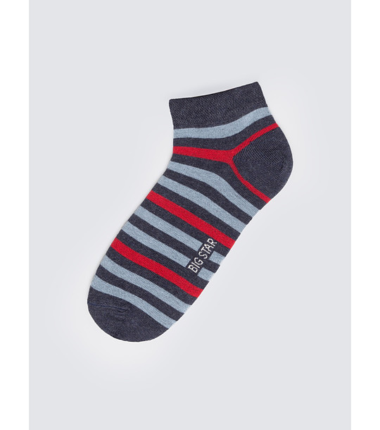 Мъжки памучни тъмносини къси чорап с райе  снимка