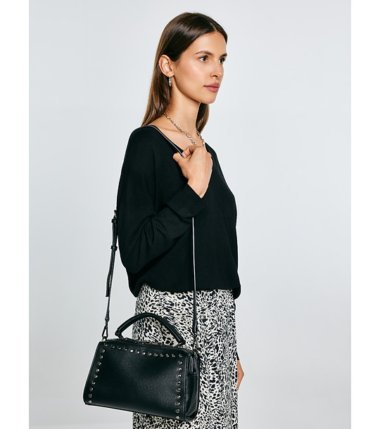 Черна дамска чанта с капси PRISCILLA  снимка