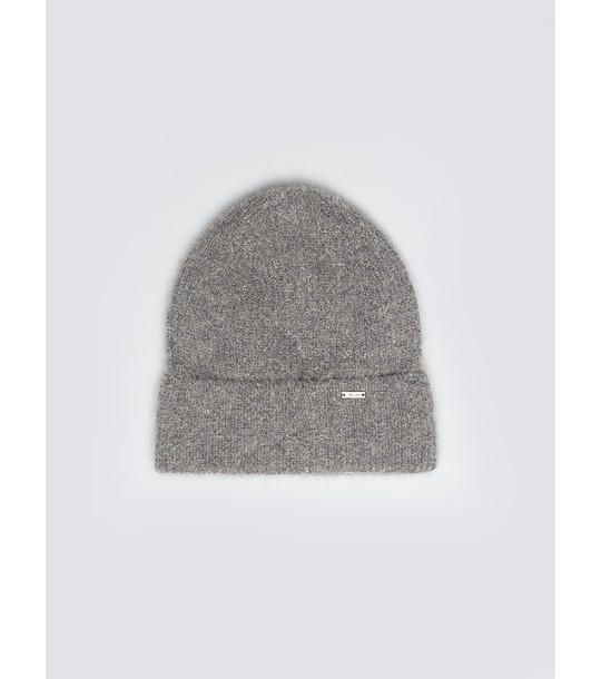 Сива плетена зимна дамска шапка HERYNIA  снимка