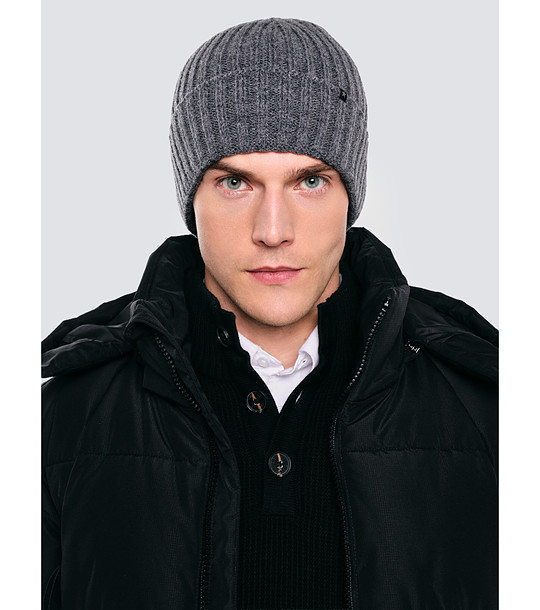 Сива мъжка зимна шапка HAMAN  снимка