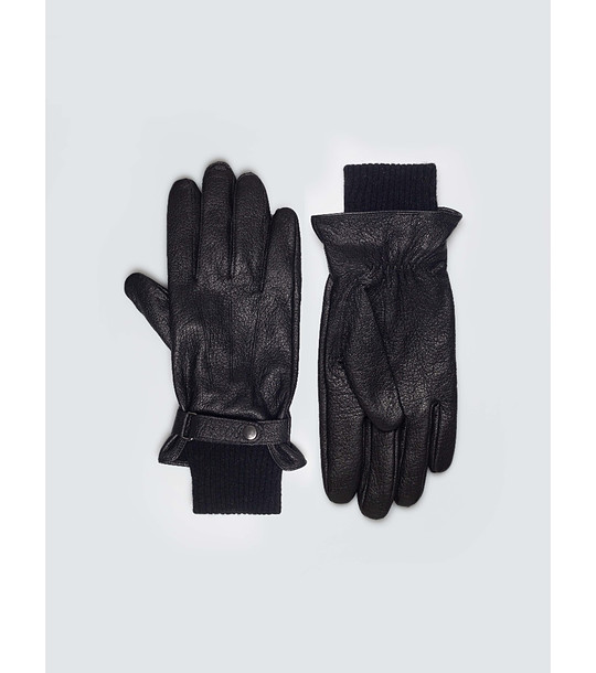 Черни мъжки ръкавици с каишка  снимка