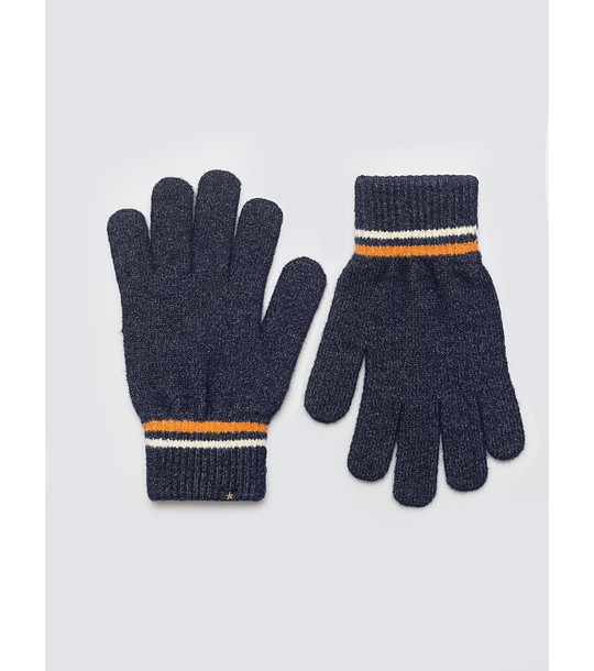 Мъжки плетени ръкавици в тъмносиньо снимка