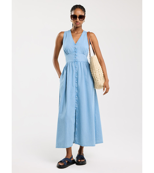 Светлосиня памучна рокля без ръкави WILLOW  снимка