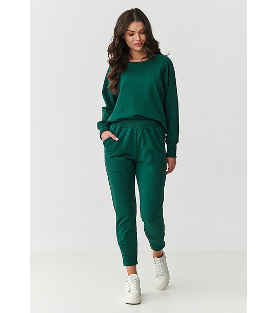 Памучен дамски комплект в зелено снимка