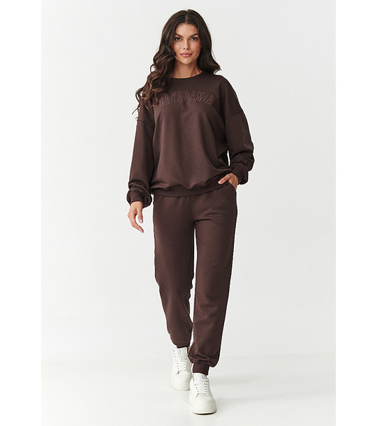 Дамски памучен комплект в тъмнокафяво снимка