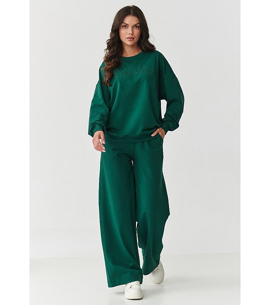 Дамски памучен спортен комплект в зелено снимка