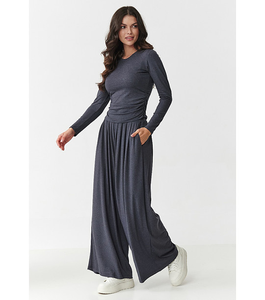 Памучен дамски комплект от две части в цвят антрацит снимка