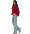 Дамски овърсайз пуловер в бордо-2 снимка
