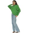 Зелен дамски овърсайз пуловер-2 снимка