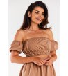 Кафява блуза тип бюстие с паднали ръкави-0 снимка