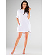 Бяла памучна рокля с къс ръкав Noеmi-2 снимка