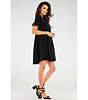 Черна памучна рокля с къс ръкав Violka-2 снимка