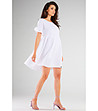 Бяла памучна рокля с къс ръкав Violka-3 снимка