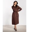 Кафява рокля макси с колан A733-0 снимка
