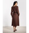 Кафява рокля макси с колан A733-1 снимка